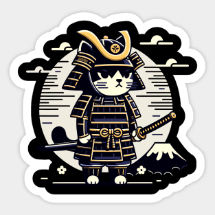 Kawaii Cat Anime Japanese Retro Samurai Novelty Funny Cat Sticker